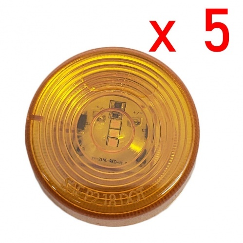 5x Amber 2 inch LED Round Truck Trailer Side Marker Clearance Light  Boat 12V